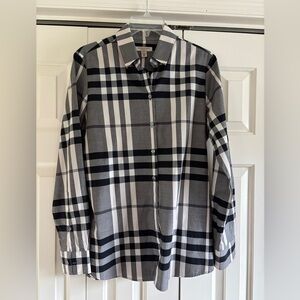 Burberry London Gray and Black Nova Check Button-down shirt Size US10